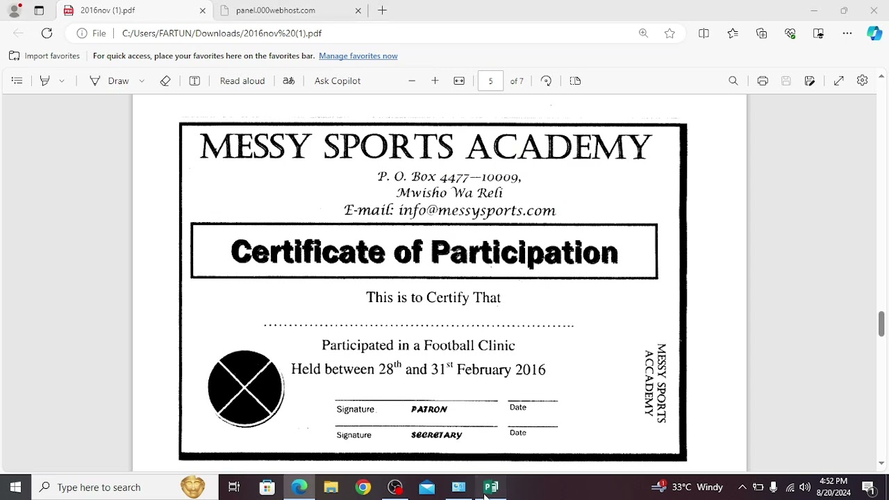 Computer Application Practical Past Paper 2016 Nov- Microsoft Publisher