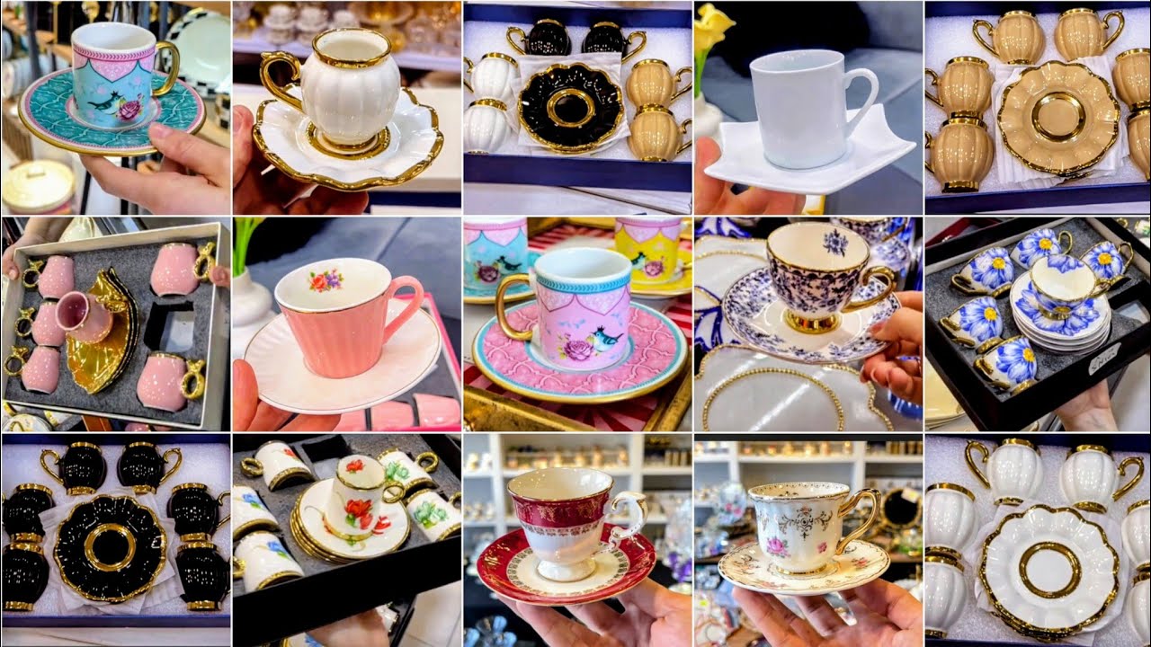 Latest Turkish Gold Edge Bone China White Tea ☕ Cups Collection #2025 #cup #tea #viral #beautifulcup