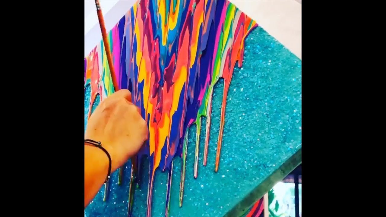 POURING PAINT Over Resin and Glitter with Artist Paola Gracey