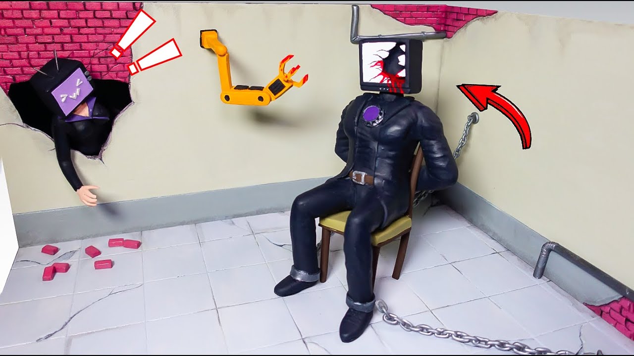 Making TV Woman Save TV Man in the Laboratory - Skibidi Toilet | Polymer Clay | Diorama