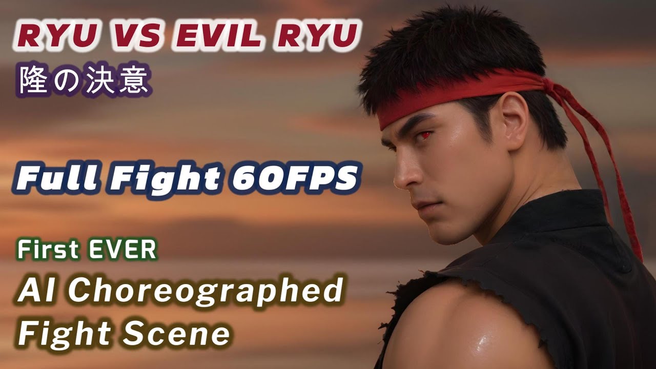AI EPIC Full Stop Motion Fight Scene: Ryu Vs Evil Ryu | Tutorial + Workflow | Ryu's Resolve 隆の決意