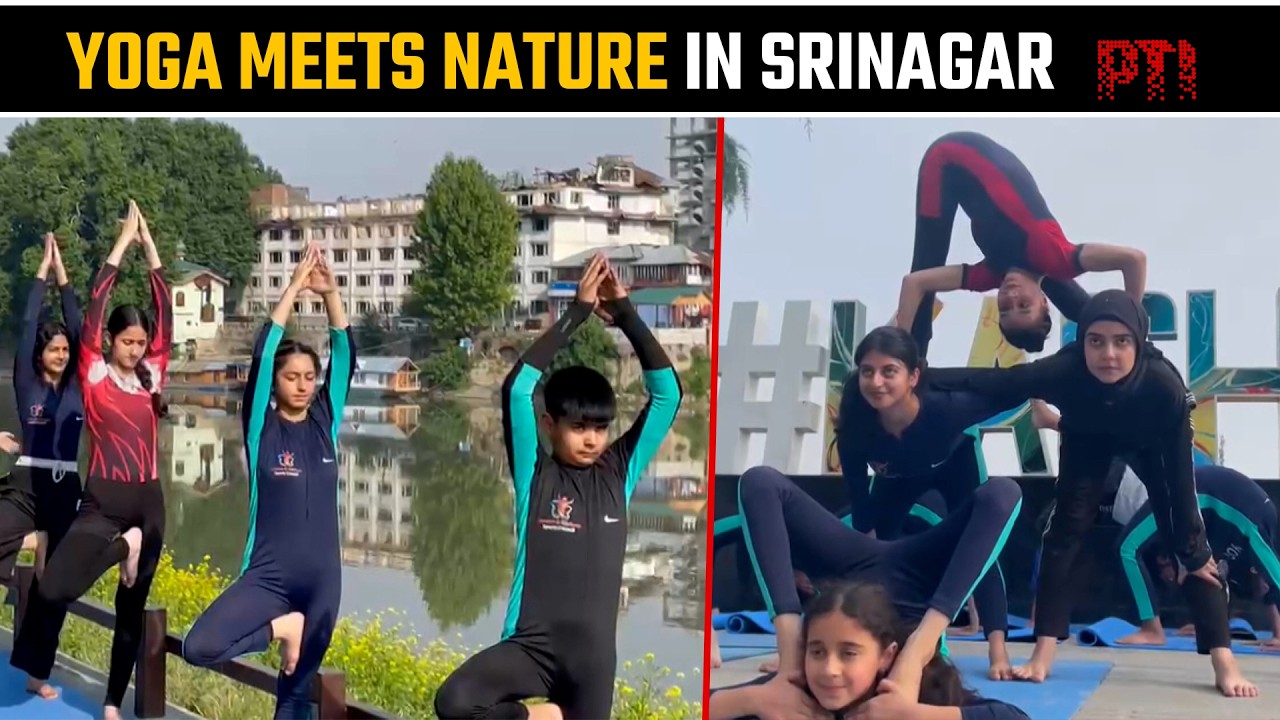 Yoga enthusiasts practice on River Jhelum banks ahead of International Yoga Day