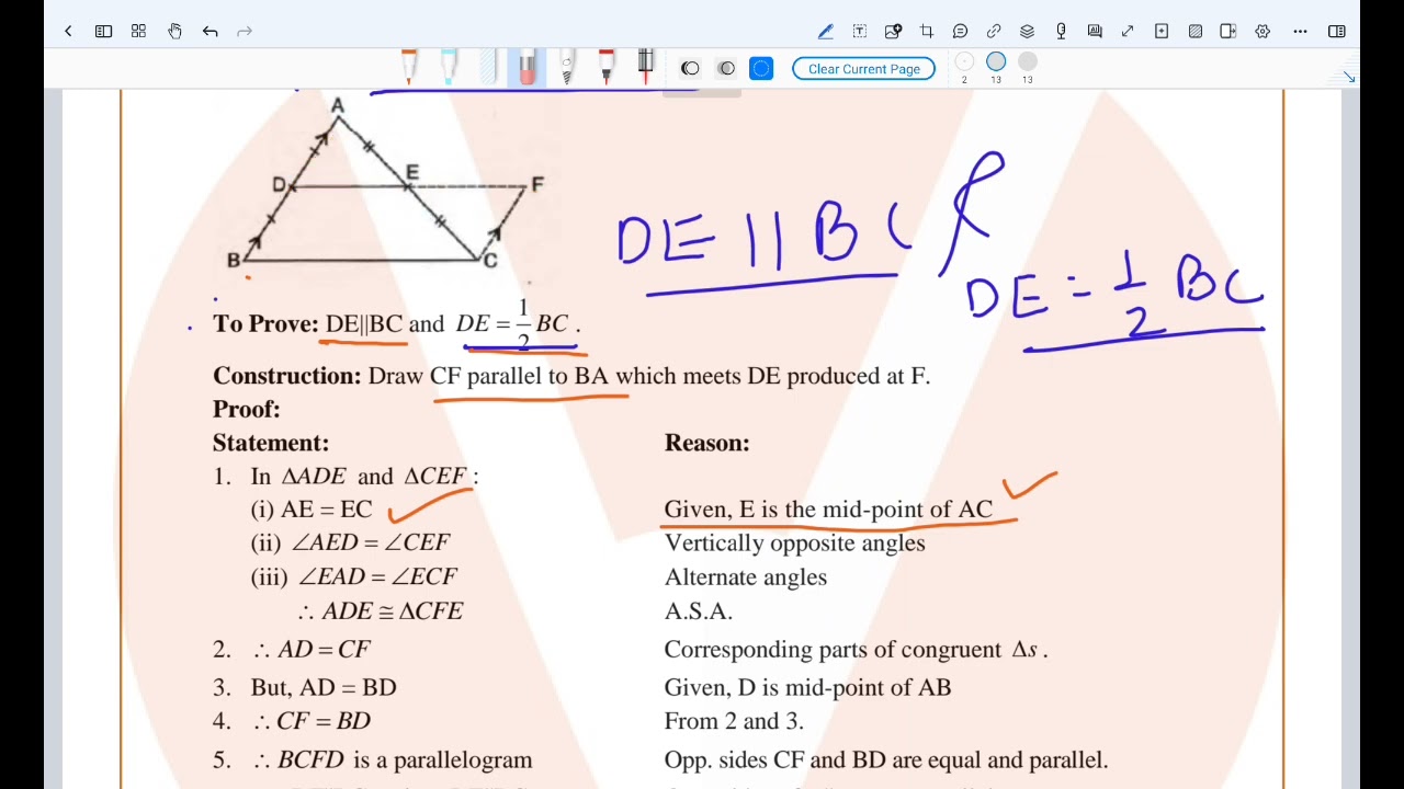 NCERT CLASS 9TH MATHS MID POINT THEOREM PROOF