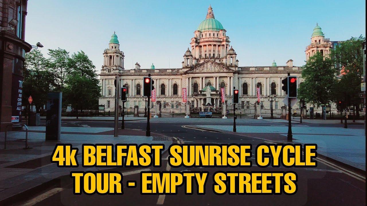 SUNRISE CYCLE TOUR THROUGH BELFAST CITY CENTRE (4k)- Golden Hour vibes