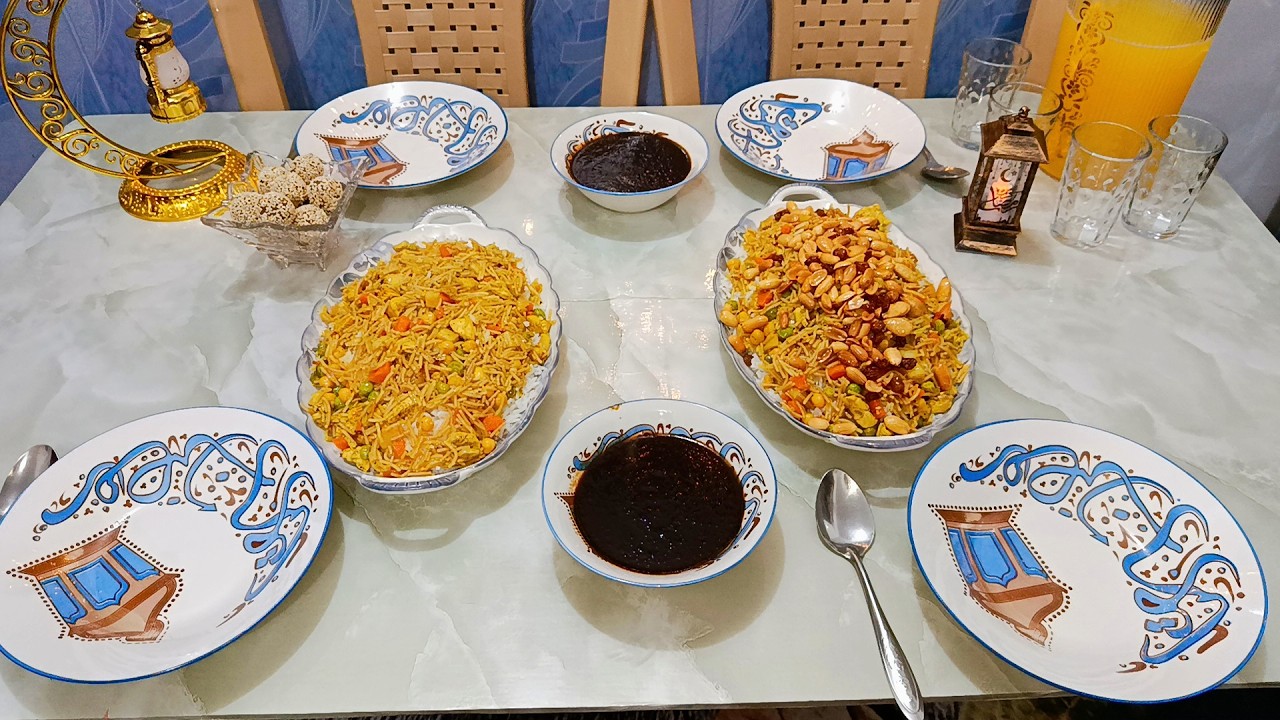فطور رمضاني 🌙سويت اطيب برياني الدجاج على طريقتي وعصير البرتقال الطبيعي مع طرشانة العراقية