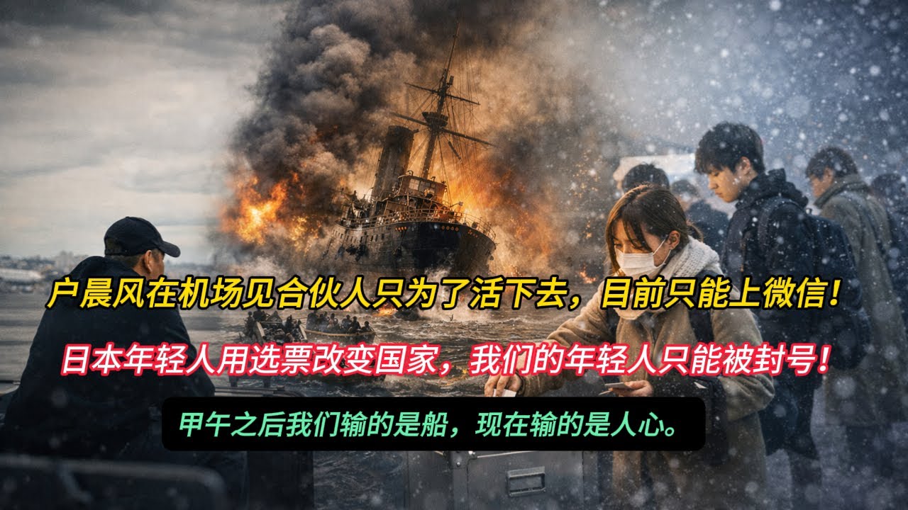 户晨风在机场见合伙人只为了活下去，目前只能上微信！日本年轻人用选票改变国家，我们的年轻人只能被封号！甲午之后我们输的是船，现在输的是人心。