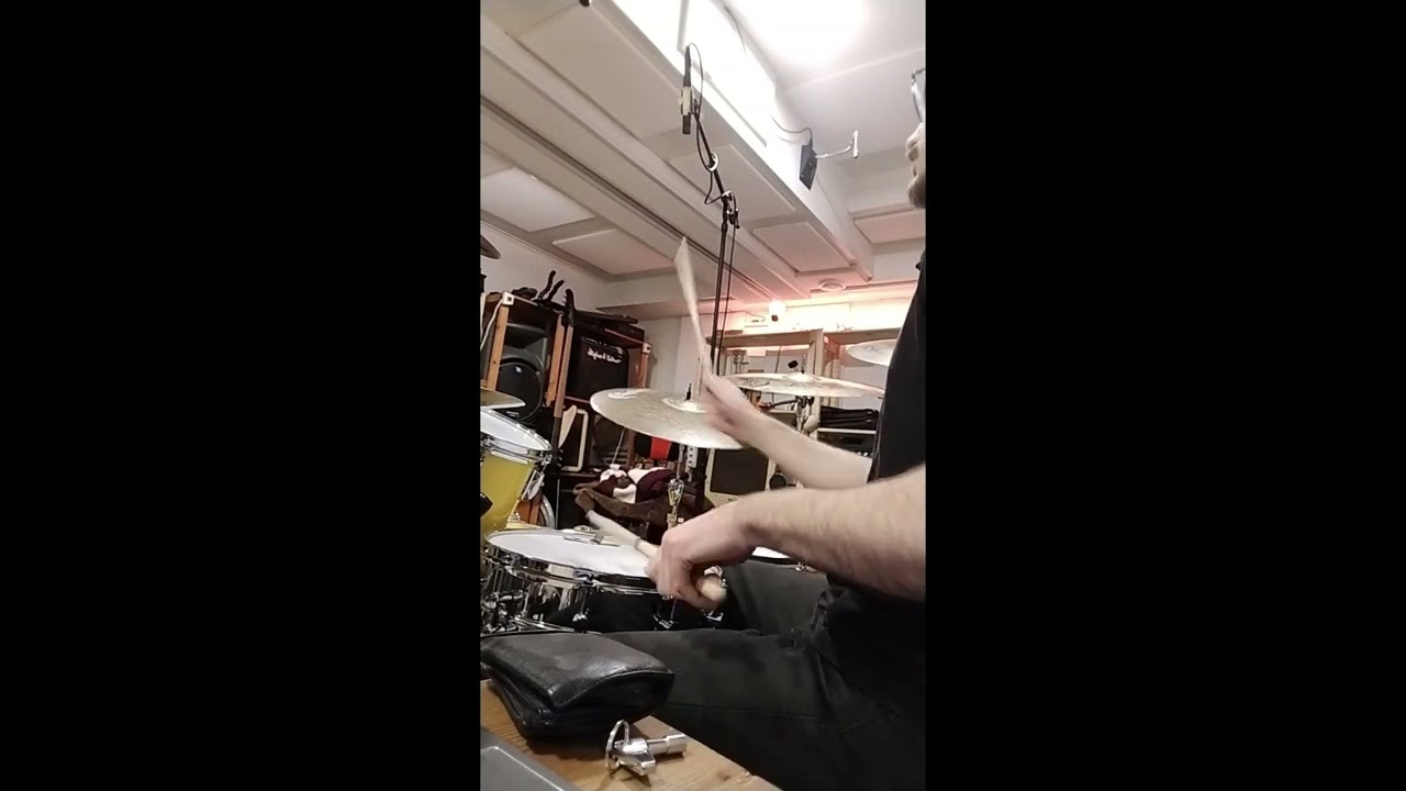 Timmo Salakka recording drums live in the studio