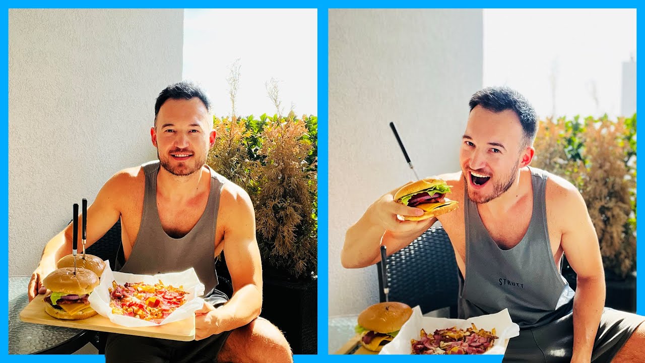 BURGER DE VITA CU BACON SI CARTOFI PRAJITI 