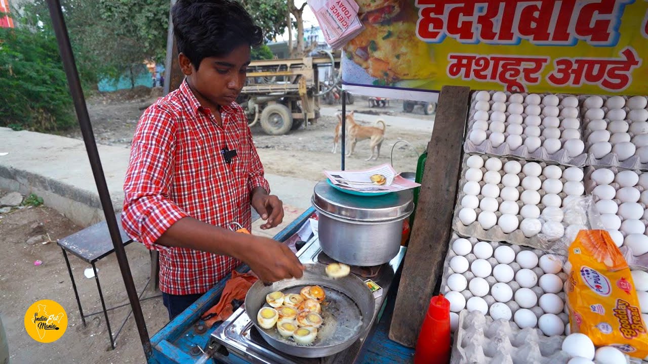 14 Year Old Boy Selling Boiled Eggs Fry of Mainpuri Rs. 60/- Only l Indian Street Food