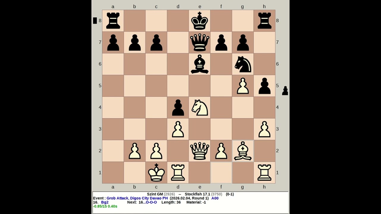 Szint GM vs Stockfish 17.1 | Grob Attack #chess