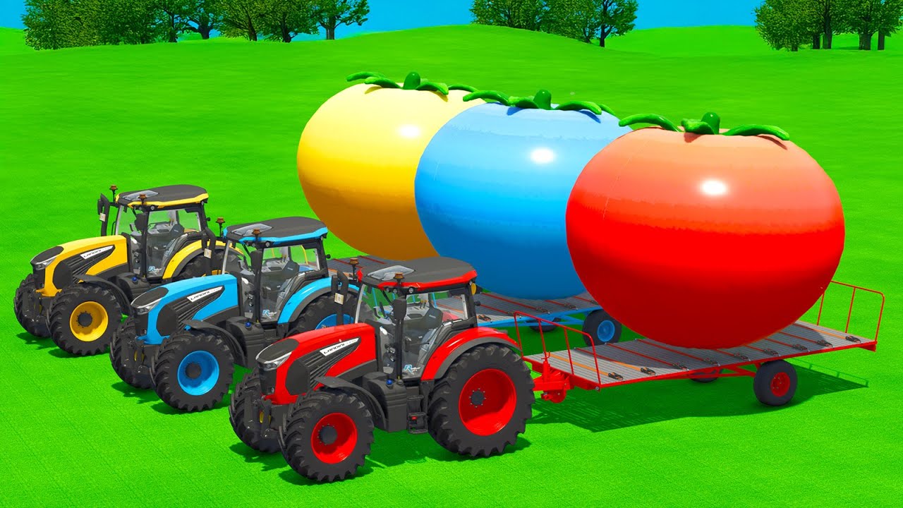 LOAD AND TRANSPORT GIANT TOMATOES WITH LANDINI TRACTORS & FORKLIFTS - Farming Simulator 25