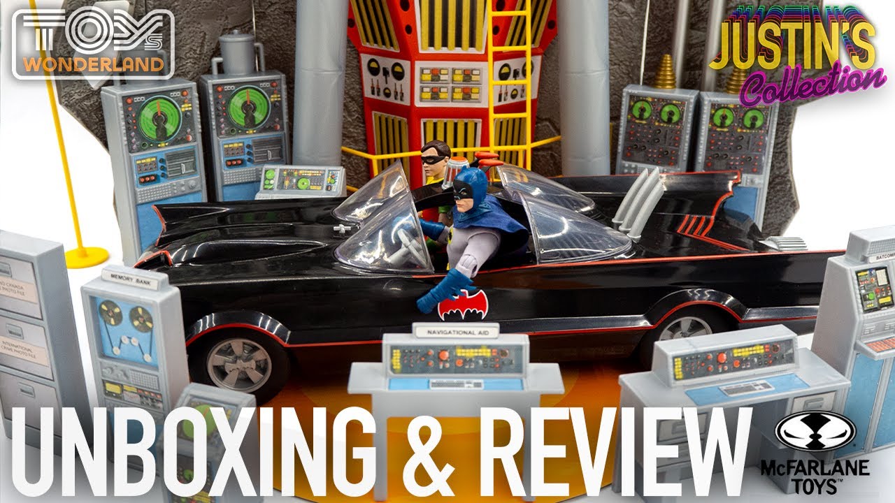 Batman 1966 Batmobile & Batcave Retro Collection McFarlane Toys Unboxing & Review