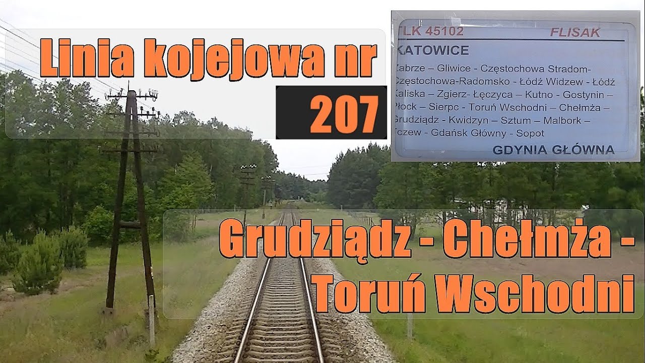 [ rear view ] Linia kolejowa D29 207 TLK FLISAK Grudziądz - Chełmża - Toruń Wschodni cała trasa
