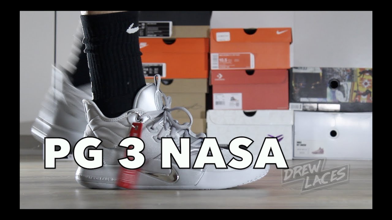 NIKE PG 3 NASA 50th on Feet Metallic Silver