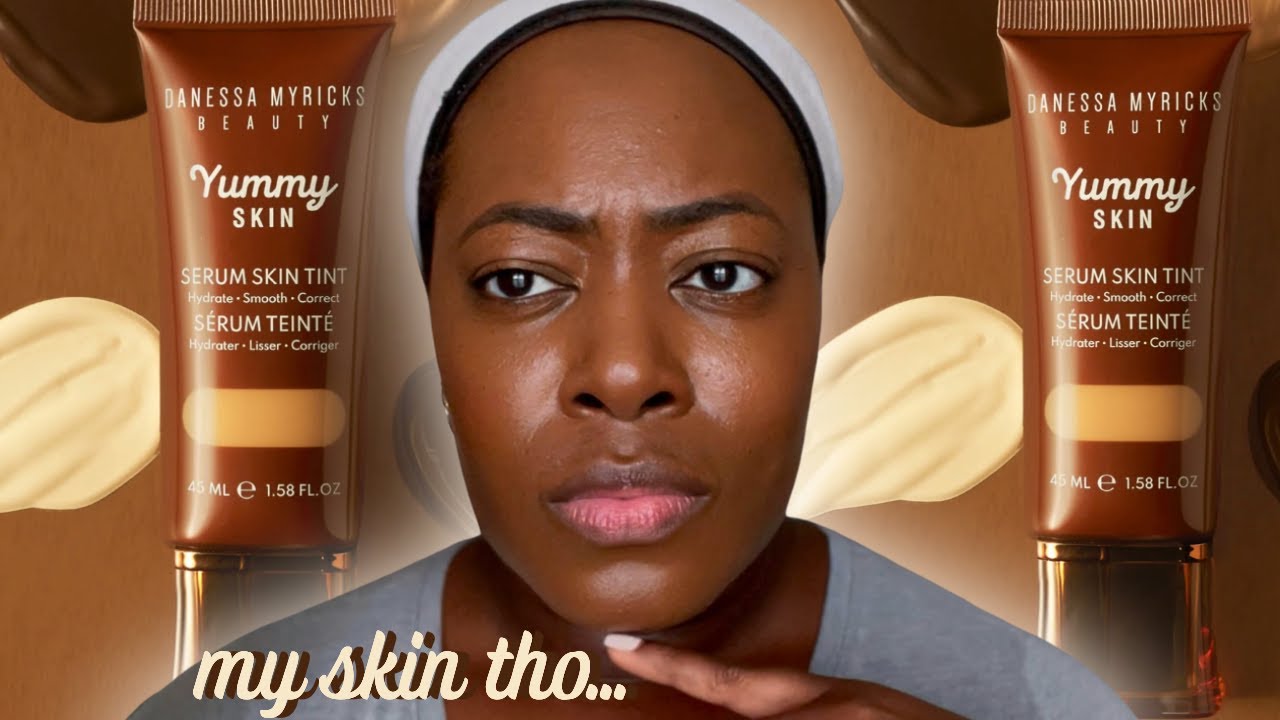 *NEW*|DANESSA MYRICKS BEAUTY YUMMY SKIN SERUM SKIN TINT REVIEW| DARK SKIN *side by side comparison*