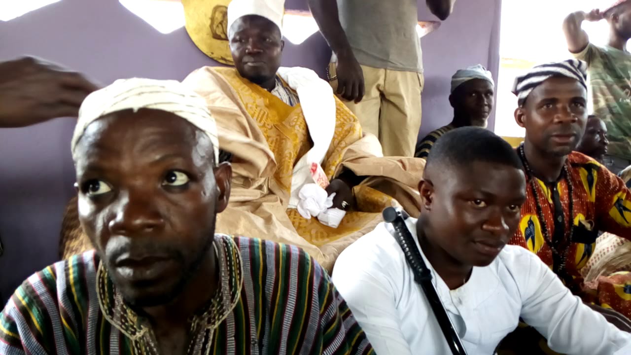 Kintampo damba 2019. Dagomba chief receiving apeleations
