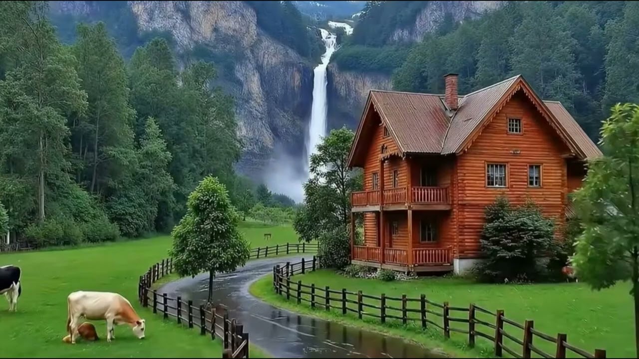 Gentle Piano with Waterfall & Bird Sounds | Relaxing Nature Music
