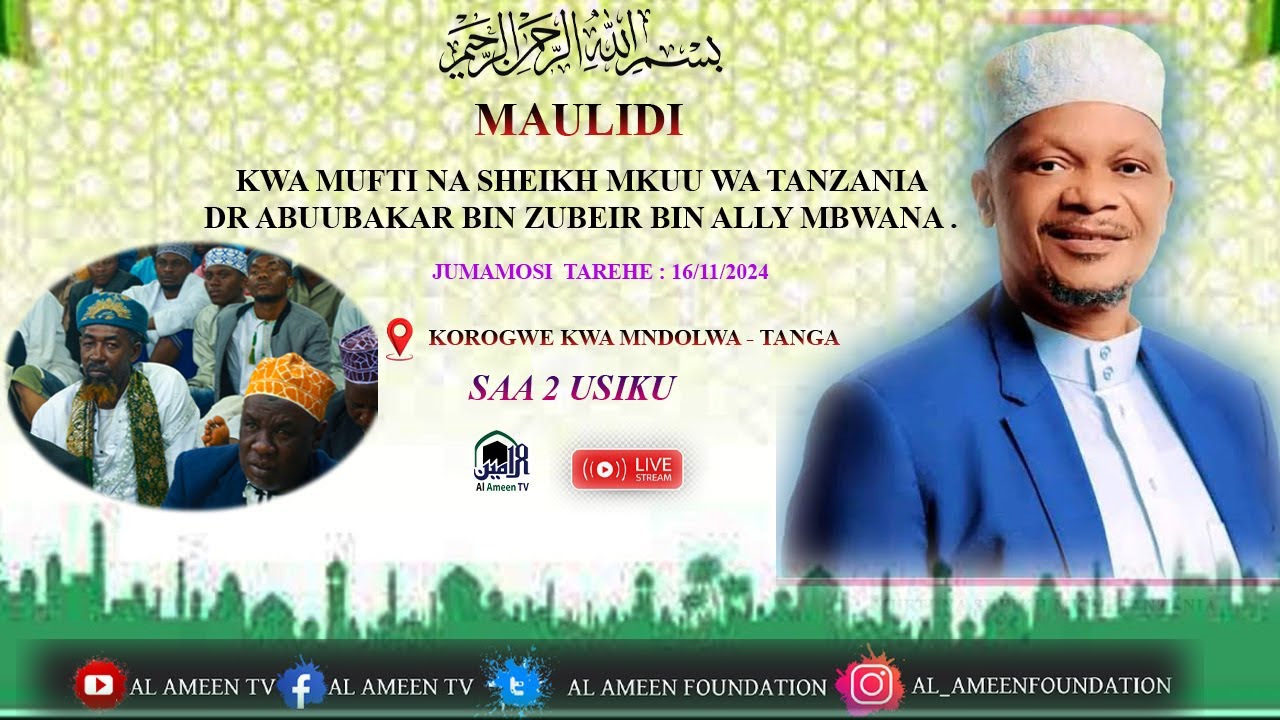 🔴LIVE MAULID KWA MUFTI TANGA KWA MNDOLWA