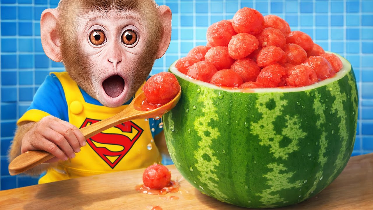 🍭 Beb&eacute; Mono Baba Va al Restaurante y Compra Dulces Arco&iacute;ris en el Supermercado | MONO BABA ESP