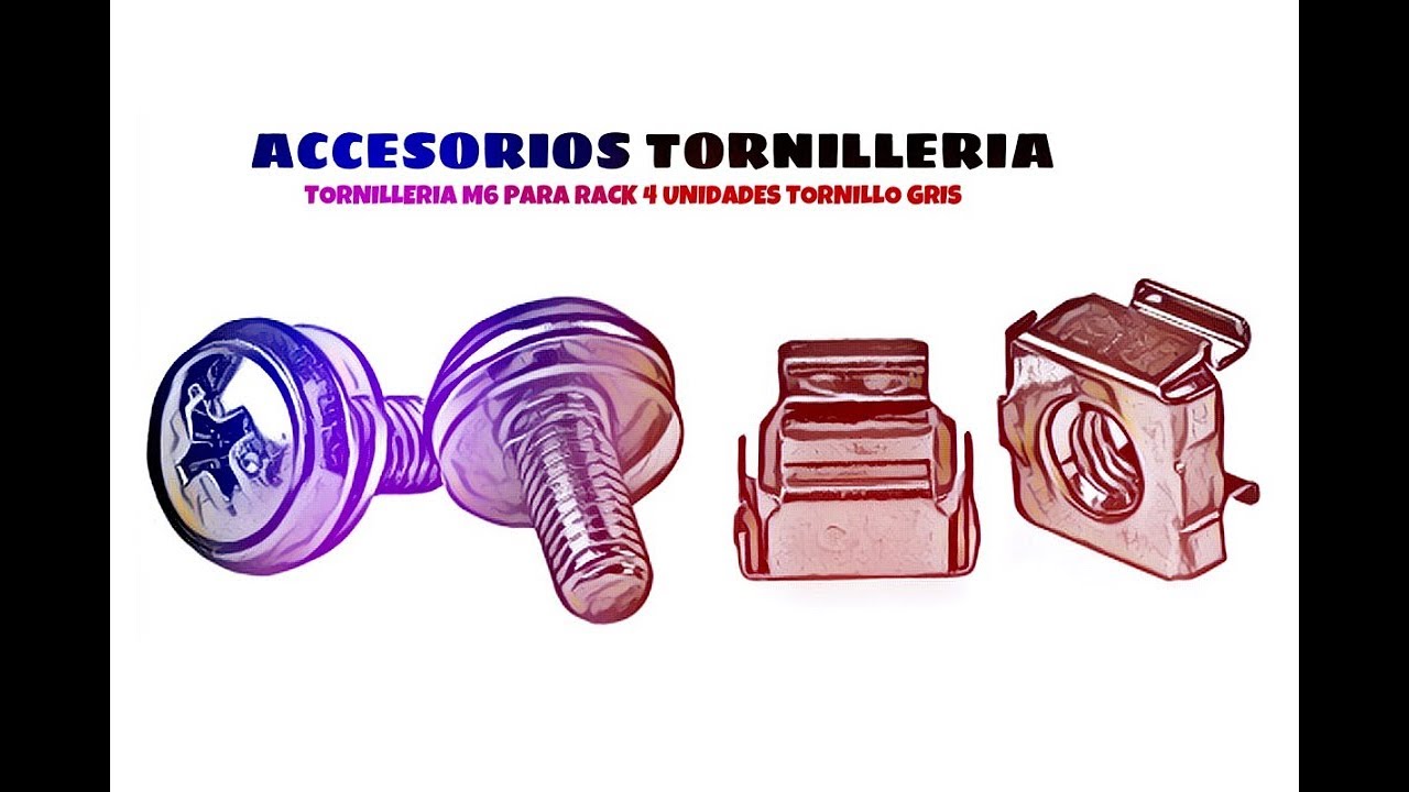 Tornilleria M6 para rack 4 unidades tornillo Gris distribuido por CABLEPELADO &reg;