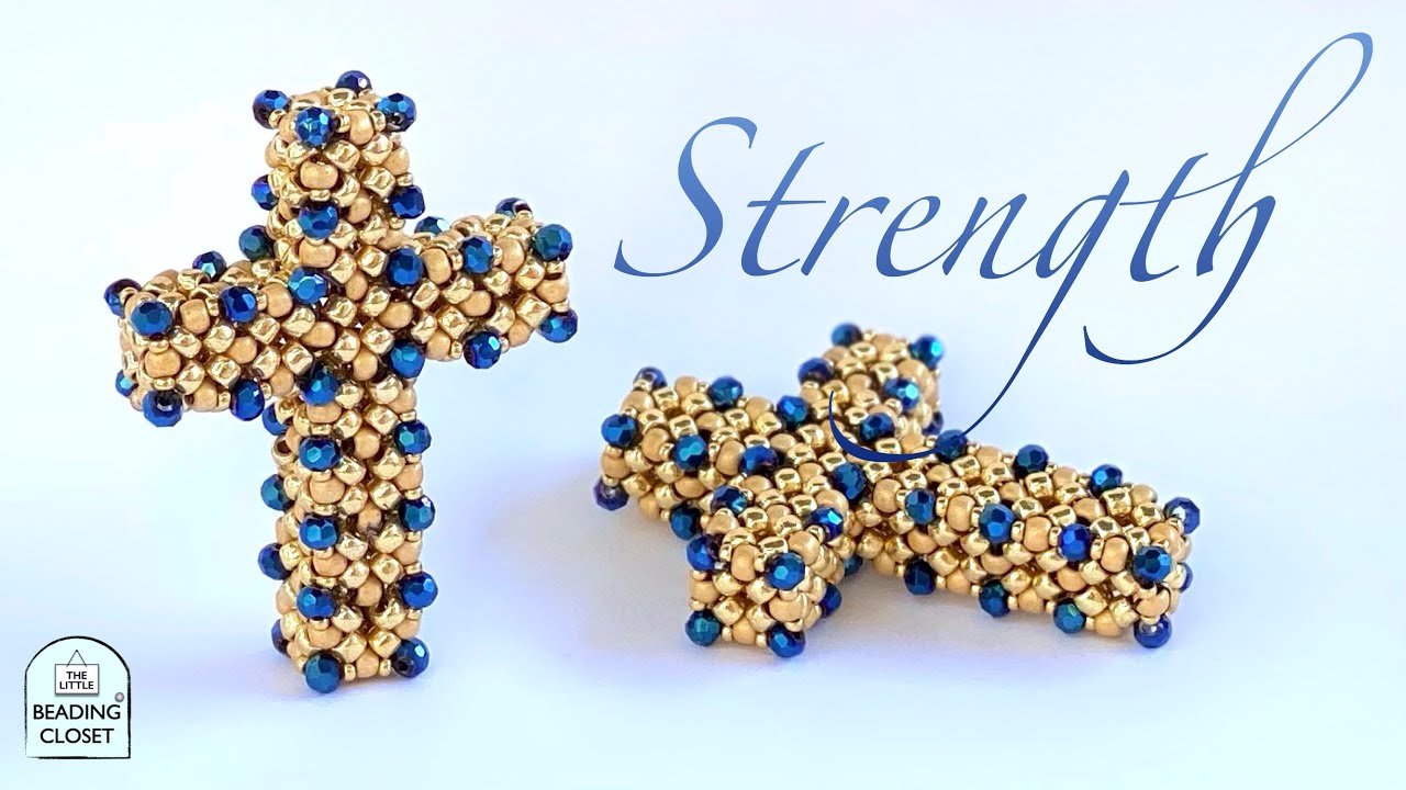 BEADED CROSS How to make a handmade cross with seed beads and 3mm beads using cubic pondo stitch