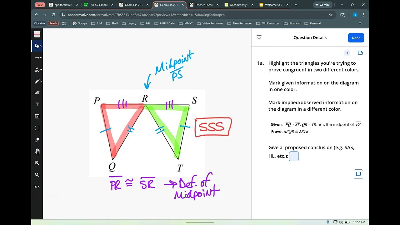 Geom Lsn 20 Pt 1 Proving Triangles Congruent