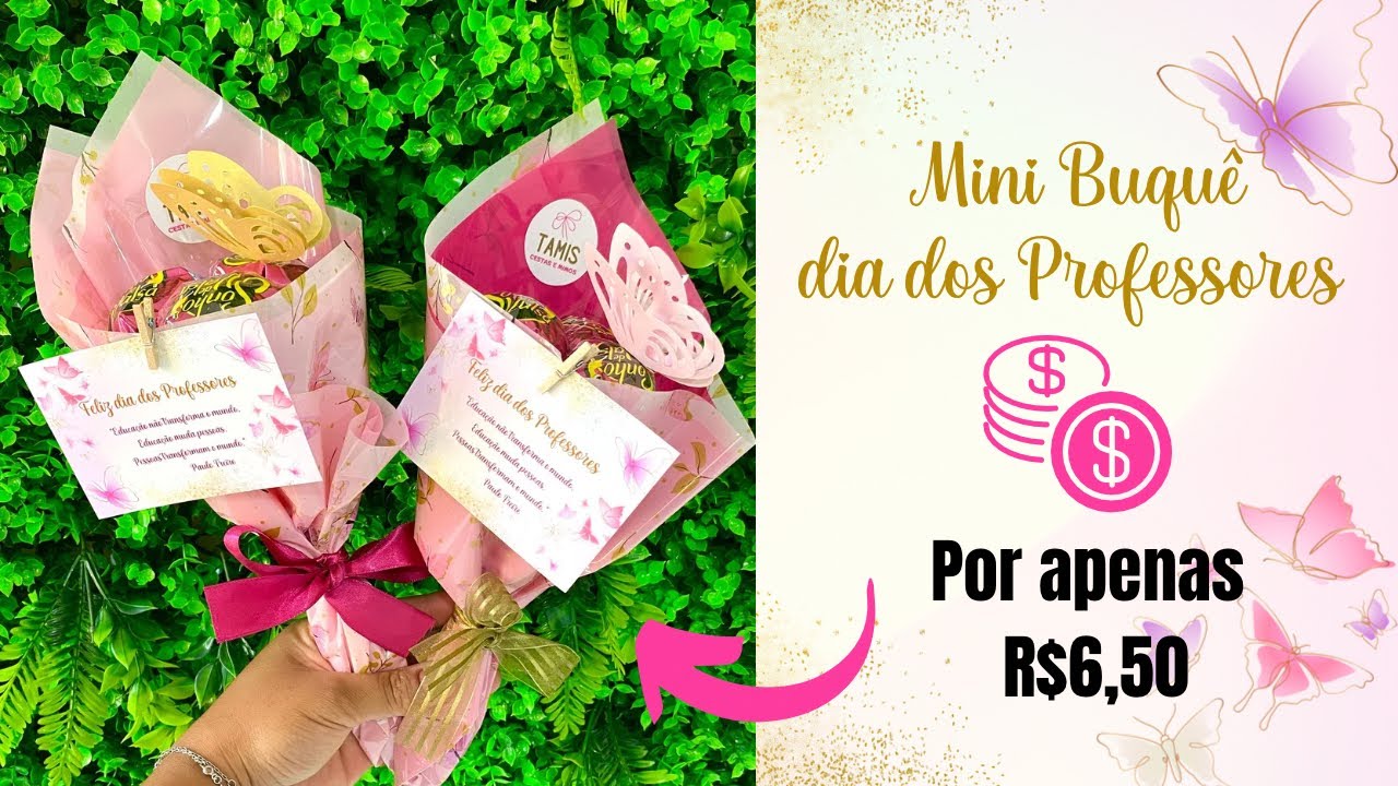 Mini buquê de bombons, para o dia dos professores, para iniciantes