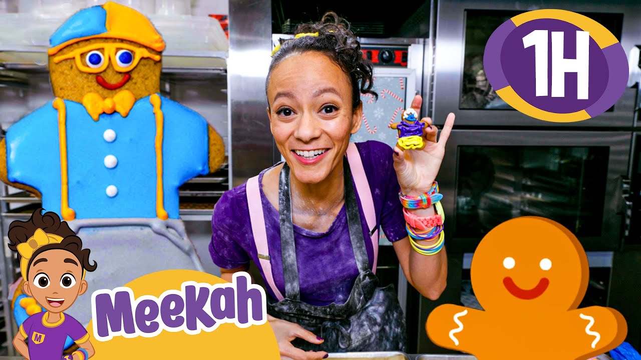 Meekah Makes A Gingerbread Blippi | Blippi | 🚌Wheels on the BUS Songs! | 🚌Nursery Rhymes for Kids