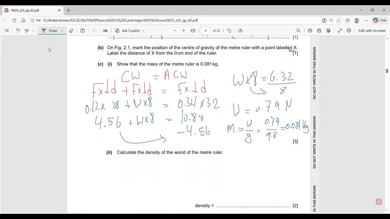 Физика IGCSE 0625/42/M/J/25