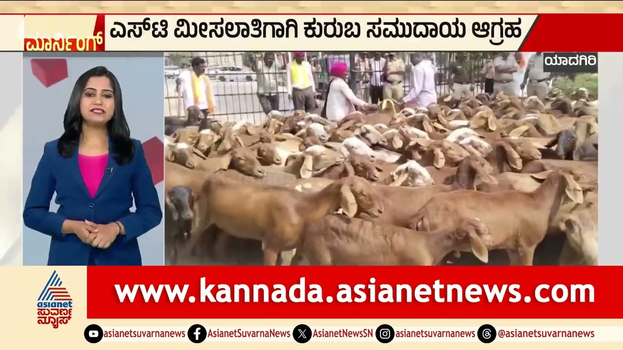 ಕುರುಬರಿಗೆ ST ಮೀಸಲಾತಿಗಾಗಿ ಯಾದಗಿರಿಯಲ್ಲಿ ಕುರಿಗಳೊಂದಿಗೆ ಬೃಹತ್ ಪ್ರತಿಭಟನೆ! | Kuruba Protest | Suvarna News