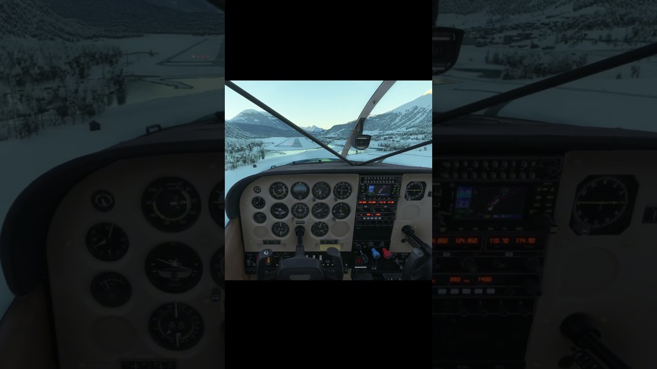 CESSNA C185F SKYWAGON/ARRIVING TO SAMEDAN/COCKPIT VIEW/SHORTS