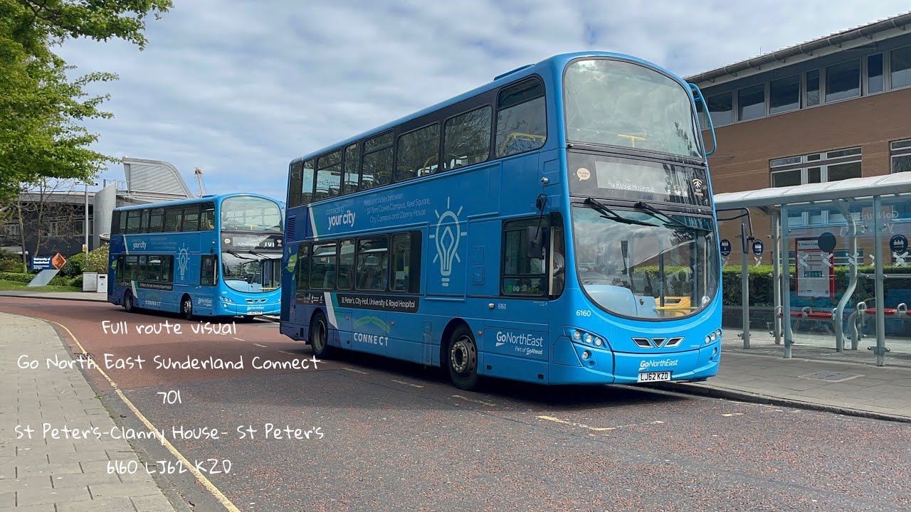 Full route visual Go north east Sunderland connect 701 St Peter’s- St Peter’s