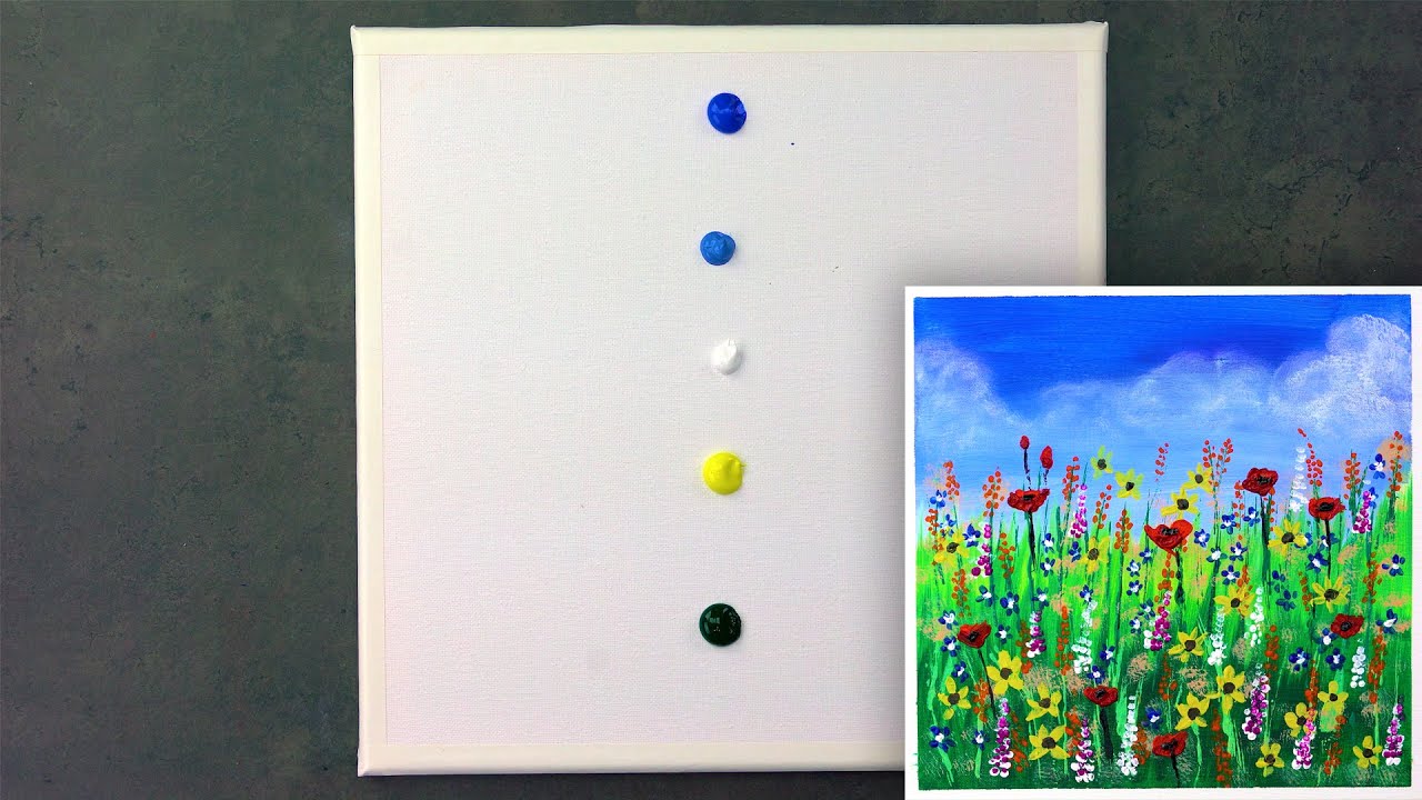 Field of Wildflowers | Acrylic | Easy Painting for Beginners #landscapepainting #stayhome