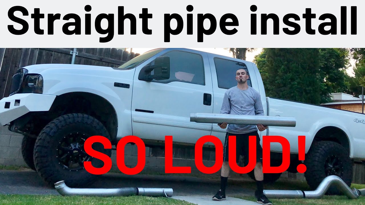 2001 7.3 powerstroke gets 5” straight pipe! Before and after sound and performance test!