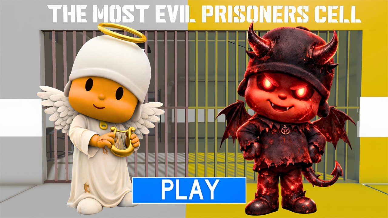 POCOYO ANGEL VS POCOYO DEMON in BARRY'S PRISON RUN! New Scary Obby