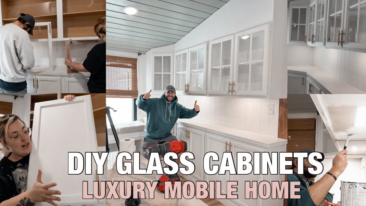 TURNING OUR OLD MOBILE HOME INTO A LUXURY MOBILE HOME | DIY plexiglass cabinet doors on a budget!