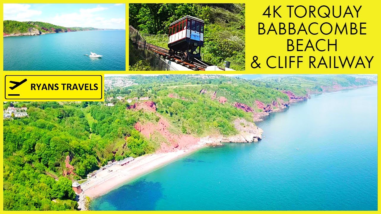 4K Torquay Babbacombe Beach Cliff Railway Aerial Drone English Riviera