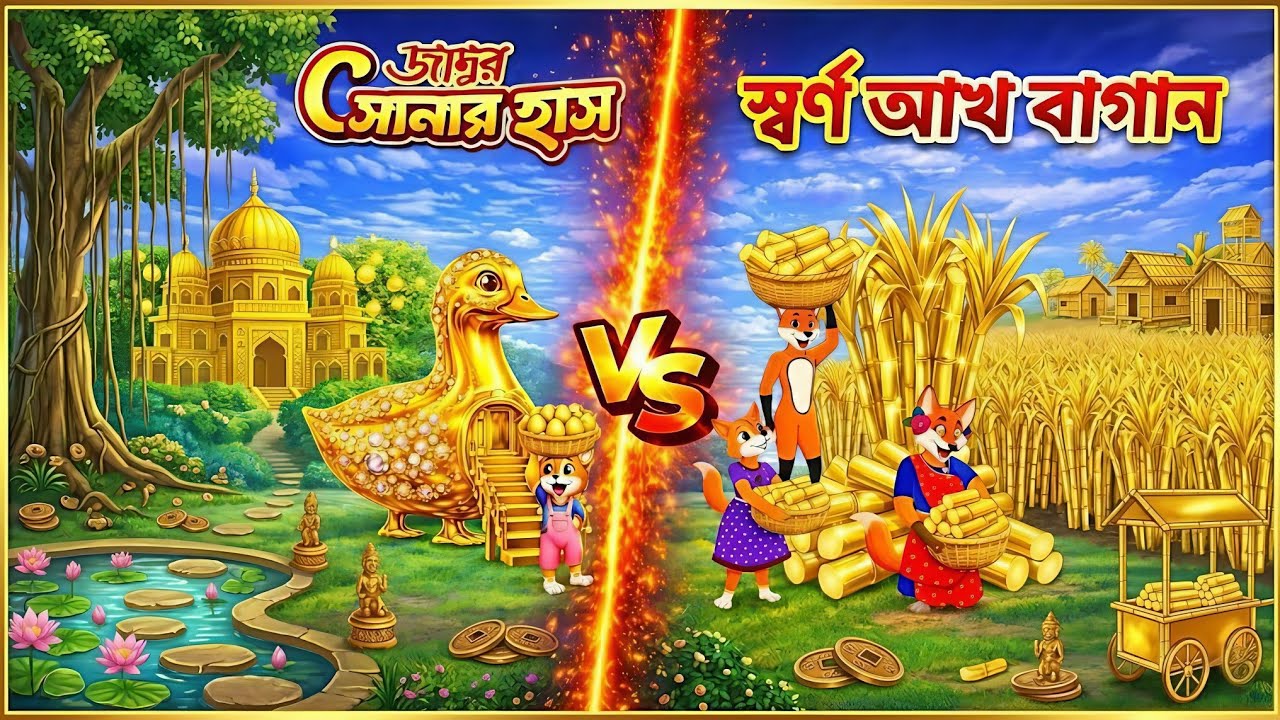 জাদুর সোনার হাঁস ও সোনার আখের রহস্য।New Fox Cartoon l Moral Story l bangla cartoon l cartoon