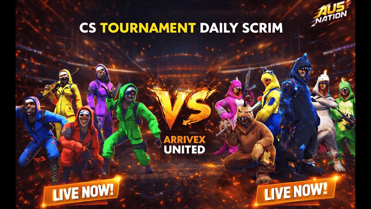 8:30 pm csTournament (PRIME HUNTERvs TEAM FIGHTER X)Arrivex Free Fire live