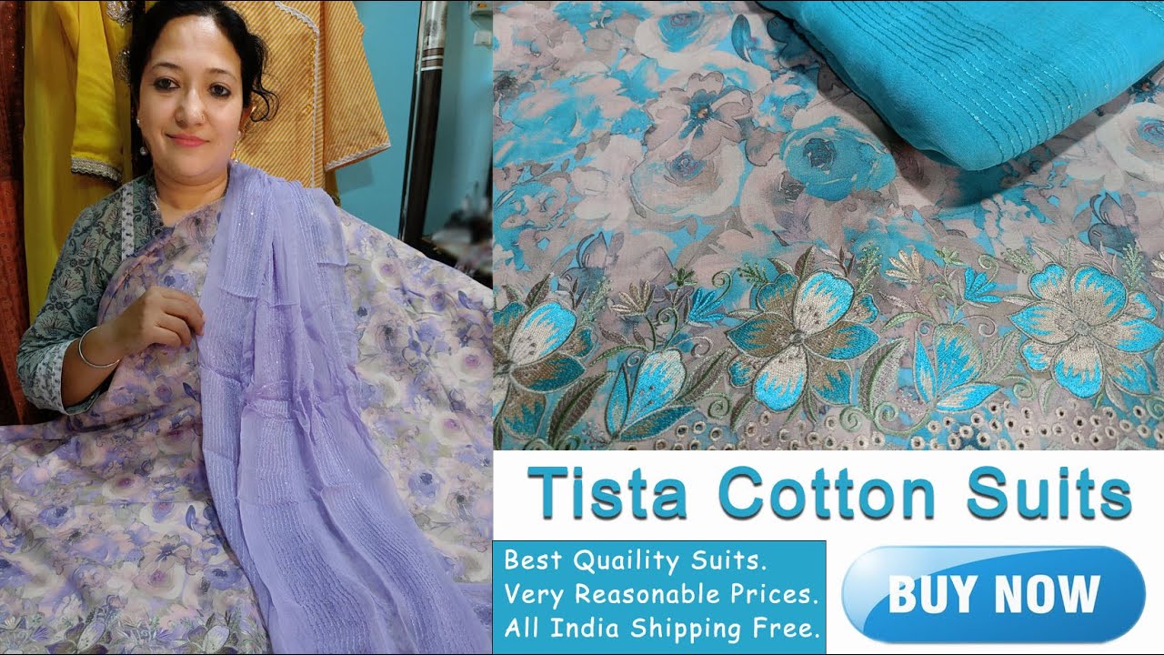 Tista Embroidery Cotton Suits with Dupatta Rs. 1200/- II 7589489575 II SimRan Collections Chandigarh