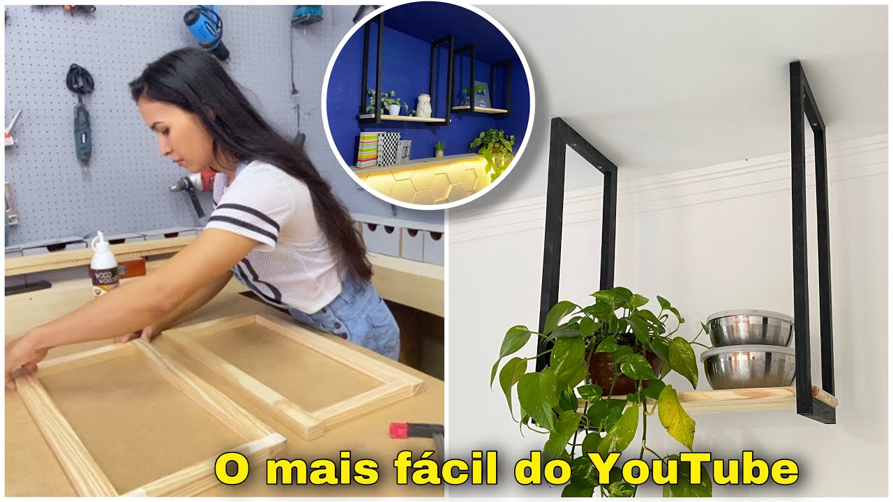 Nunca Visto Aqui - Ela fez essa prateleira suspensa utilizando o mesmo material.