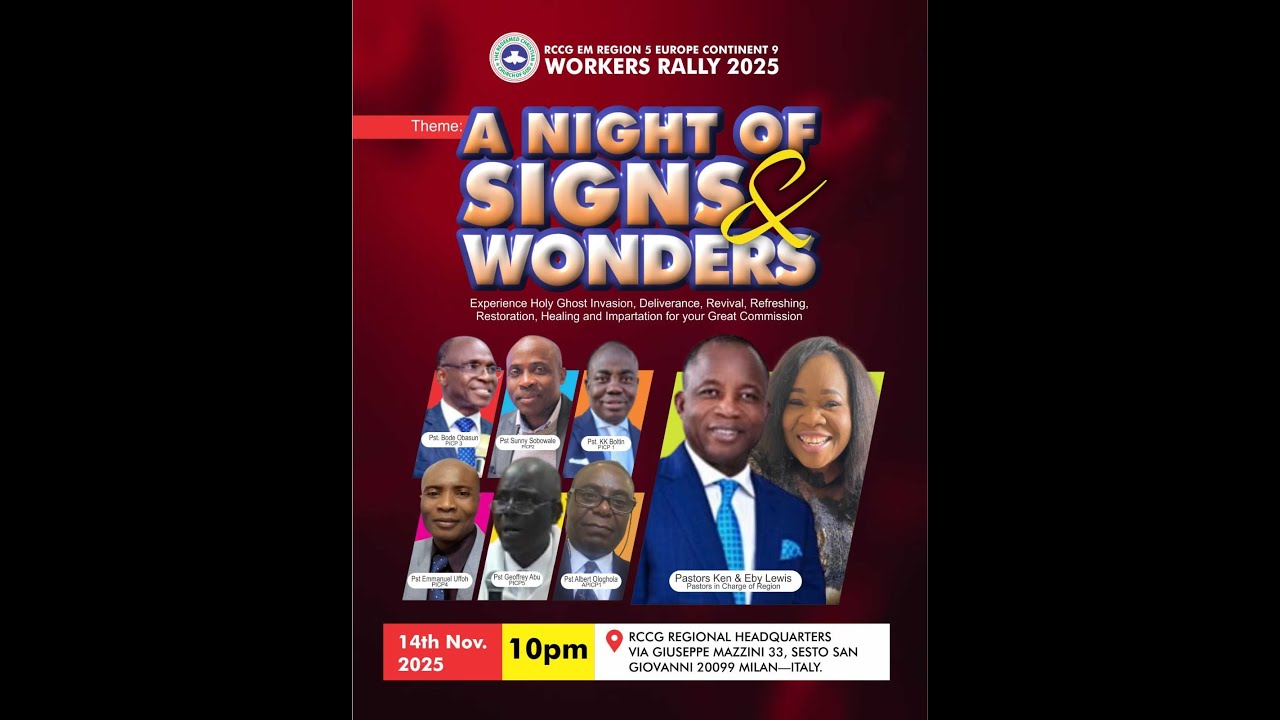 RCCG Milan | RCCG EM REGION 5 EUROPE CONTINENT 9 WORKERS RALLY 2025 | Friday 14th November 2025