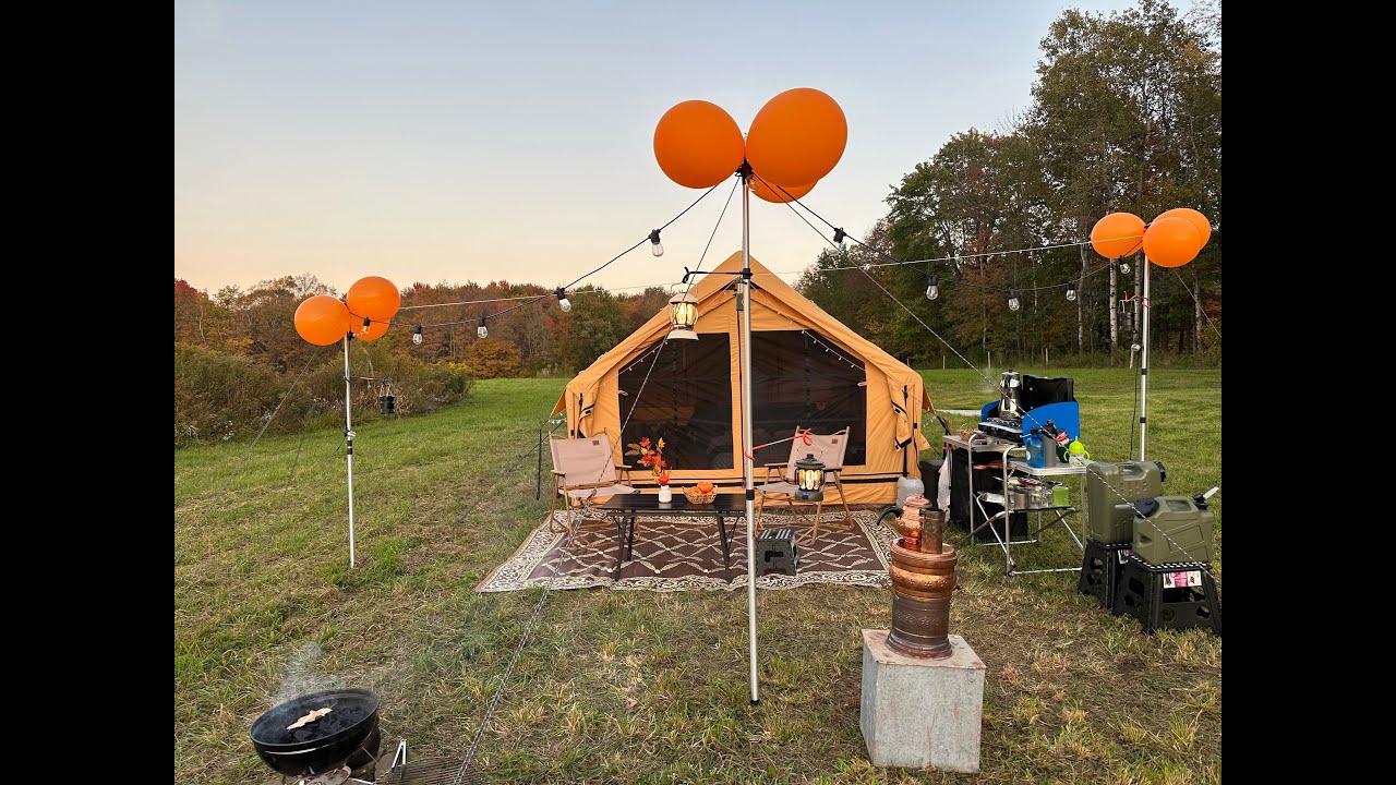 Family Car Camping in an inFlatable Hot Tent No Tarp set up