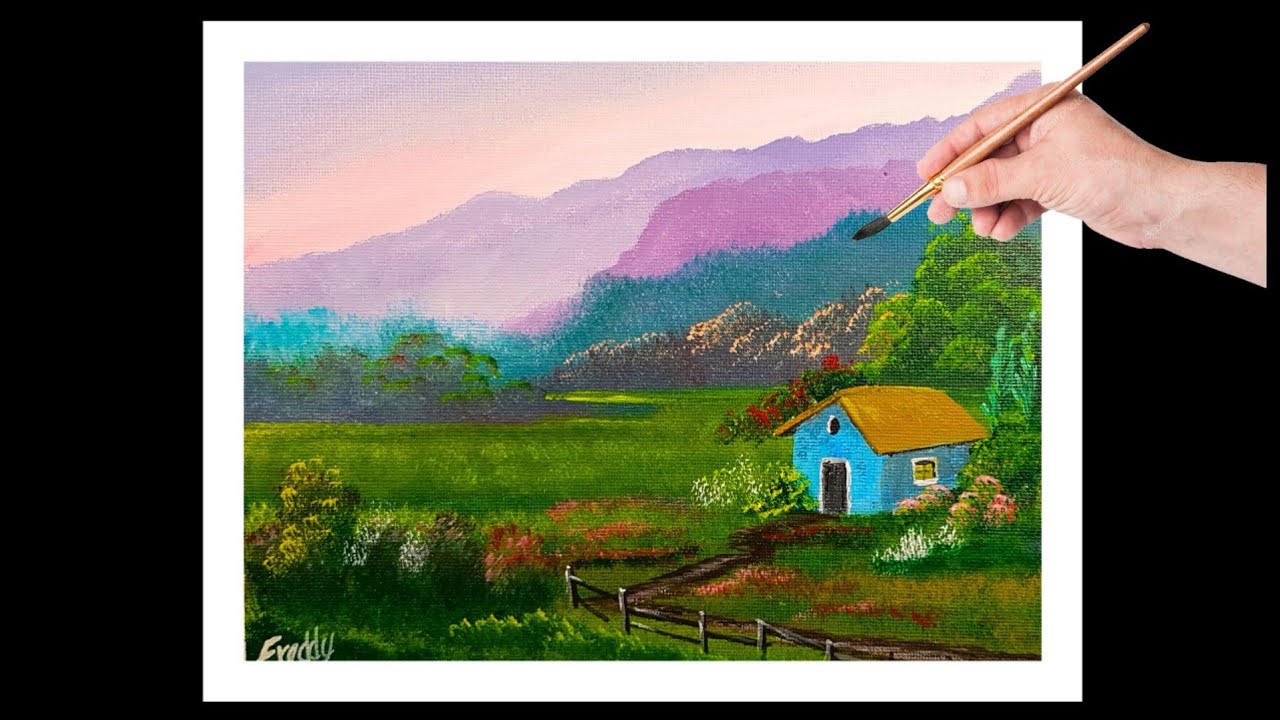 amanecer en el campo pintura acrilica /acrylic paint/#96