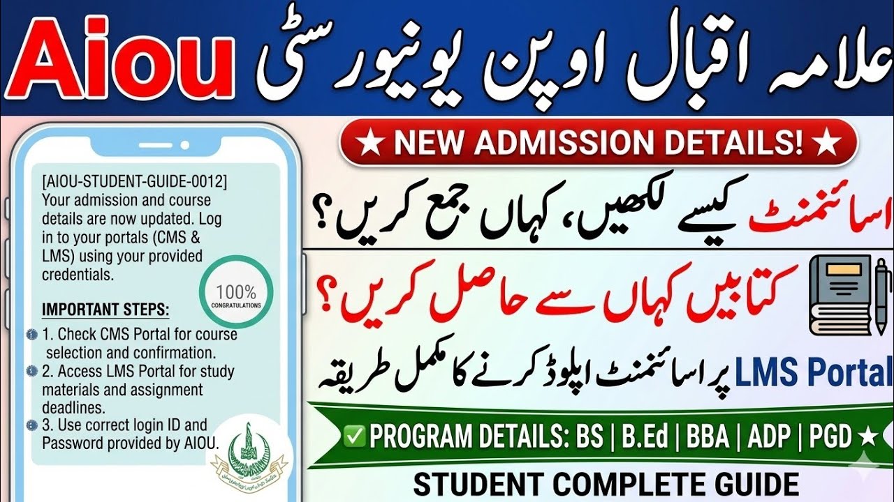 Aiou complete study process spring 2026 | What to do after Admission | BS | BED | BBA | PGD | 2026
