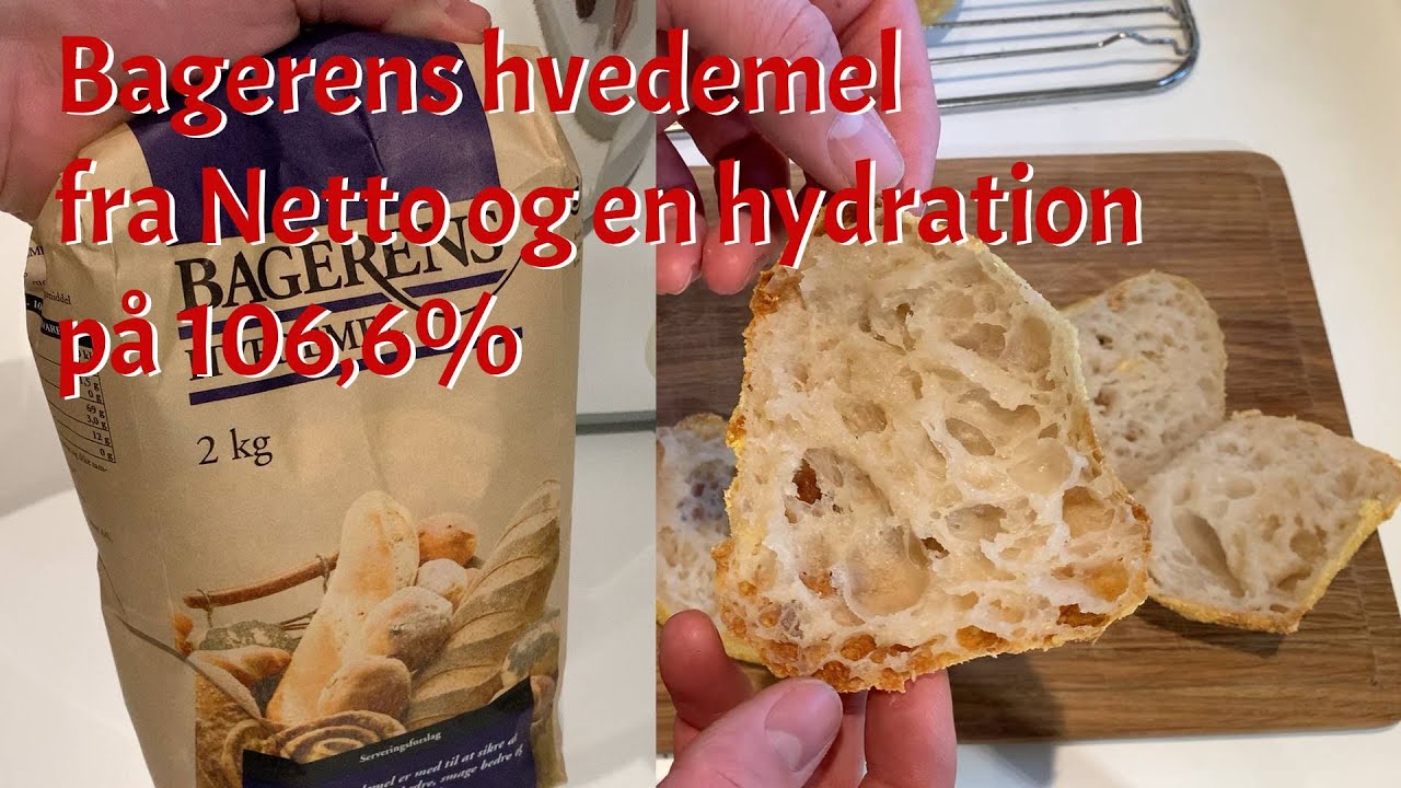 Boller med en hydration på 106,6%, lavet med bagerens hvedemel fra Netto