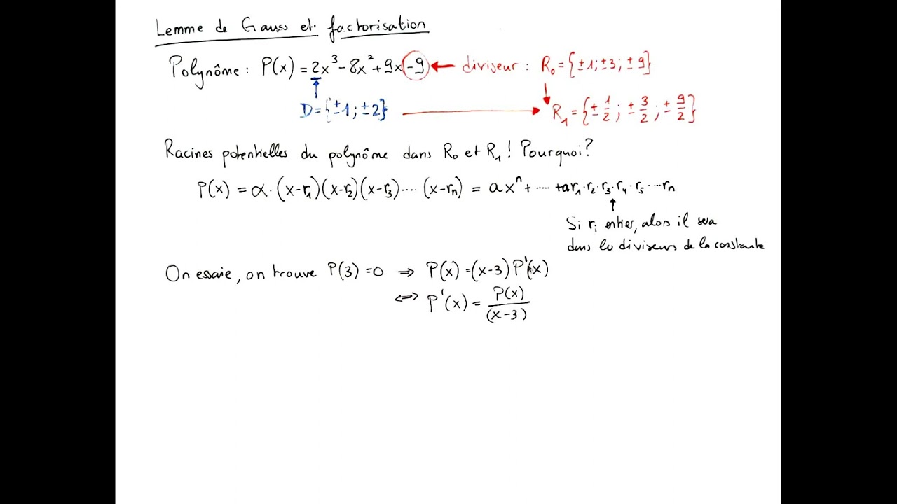 Lemme de Gauss et Factorisation