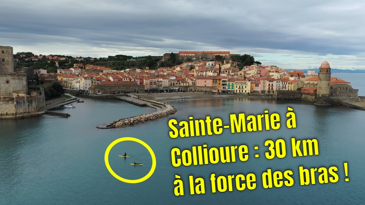 Relier Sainte-Marie à Collioure (30 km) en planche de sauvetage - Résumé du défi d'Augustin & Sam