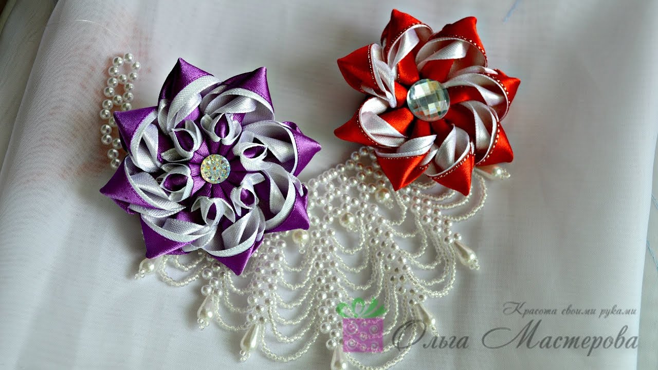 Нарядные резиночки из лент 4! Elegant bands of ribbon!
