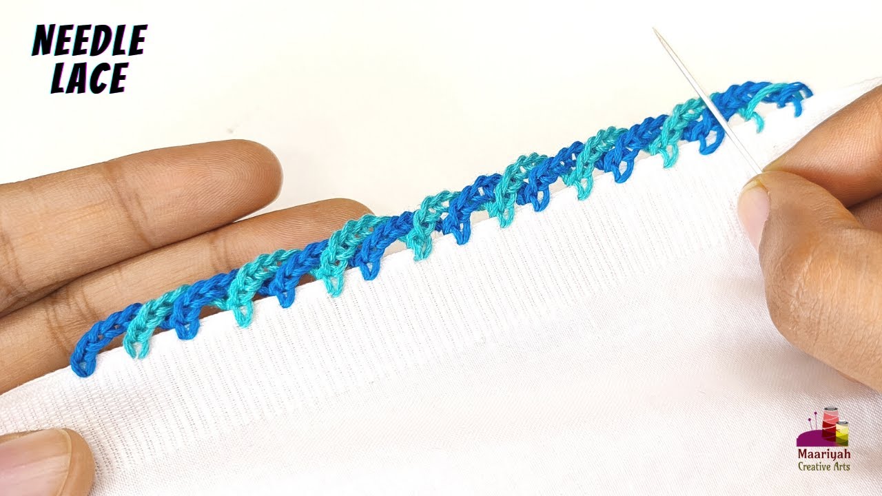 Needle Lace | Randa Embroidery | 2 Different Color Thread |سوئی دھاگے کی لیس | सुई धागे की लेस - 593